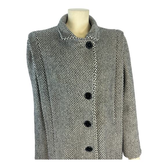 Vintage Herman Kay Herringbone Tweed black & white wool Coat size medium - Picture 14 of 16